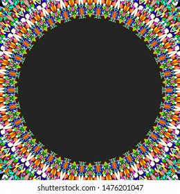 Round floral frame design - abstract vector border graphic element