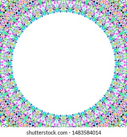 Round floral frame design - abstract vector border graphic element