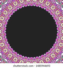 Round floral frame design - abstract vector border graphic element