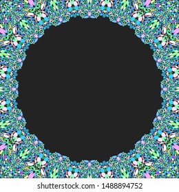 Round floral frame design - abstract vector border graphic element