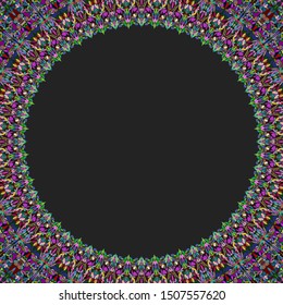 Round floral frame design - abstract vector border graphic element