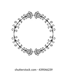 Round floral frame.  Hand drawing illustration.