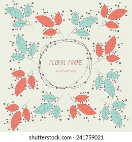 round floral frame with leaves