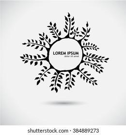 Round floral frame from leaves. Vector