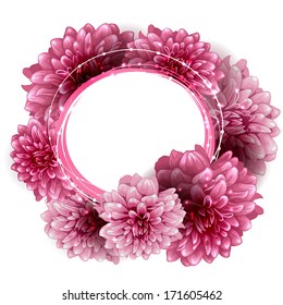 Round floral frame made of peony flowers