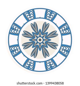 Round floral frame and mandala ornament. Vector illustration