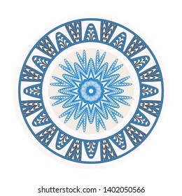 Round floral frame and mandala ornament. Vector illustration
