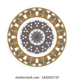 Round floral frame and mandala ornament. Vector illustration