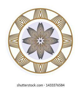 Round floral frame and mandala ornament. Vector illustration