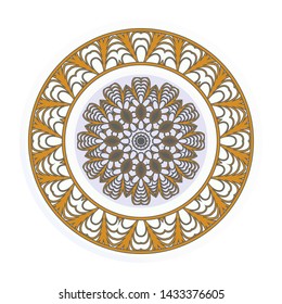 Round floral frame and mandala ornament. Vector illustration