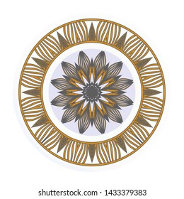 Round floral frame and mandala ornament. Vector illustration