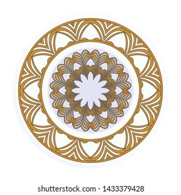 Round floral frame and mandala ornament. Vector illustration