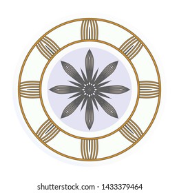 Round floral frame and mandala ornament. Vector illustration