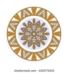 Round floral frame and mandala ornament. Vector illustration
