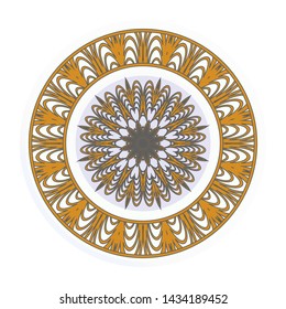 Round floral frame and mandala ornament. Vector illustration