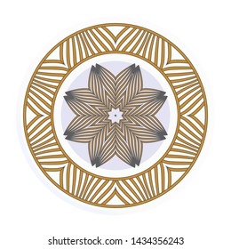 Round floral frame and mandala ornament. Vector illustration