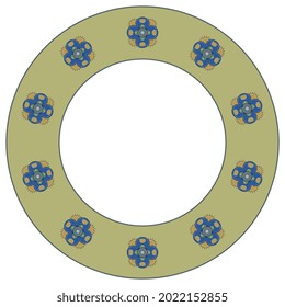 Round floral frame with medieval Gothic motifs.