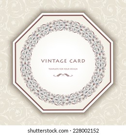 Round floral frame on seamless background.