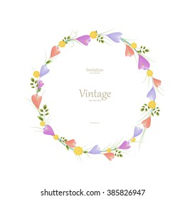 Round floral frame with spring flowers for your design.