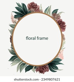 round floral frame spring vector