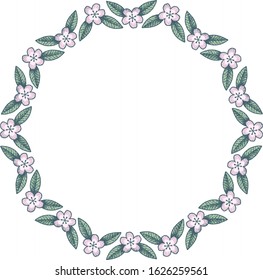 Round floral frame, with stippled texture