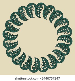 Round floral frame with stylized leaves. Vintage motif. 