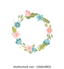 
Round floral frame, vector