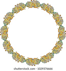 Round floral frame. Vector illustration