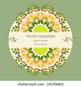 Round floral frame. Vector template