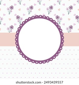 Round floral frame with wildflowers in pastel colors. Cute floral pattern Vector illustration