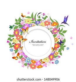 Round floral frame for your design