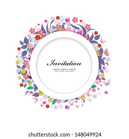 Round floral frame for your design