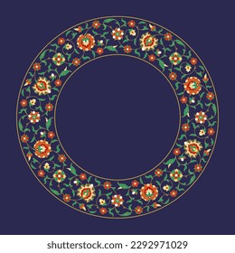 Round Floral Frame for your design. Traditional Islamic Design. Mosque decoration element. Elegance Background with Text input area in a center.