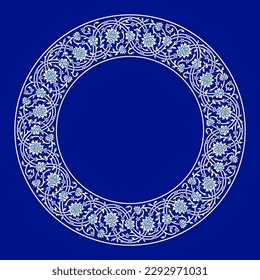 Round Floral Frame for your design. Traditional Islamic Design. Mosque decoration element. Elegance Background with Text input area in a center.