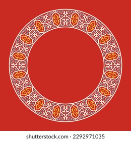 Round Floral Frame for your design. Traditional Islamic Design. Mosque decoration element. Elegance Background with Text input area in a center.