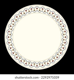 Round Floral Frame for your design. Traditional Islamic Design. Mosque decoration element. Elegance Background with Text input area in a center.