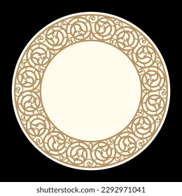 Round Floral Frame for your design. Traditional Islamic Design. Mosque decoration element. Elegance Background with Text input area in a center.