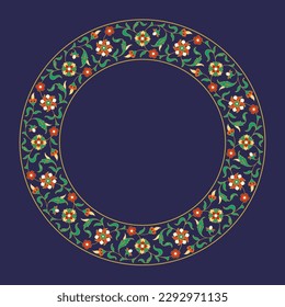 Round Floral Frame for your design. Traditional Islamic Design. Mosque decoration element. Elegance Background with Text input area in a center.