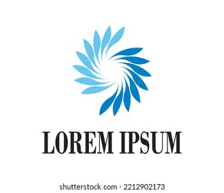 A Round Floral Logo Design With A Light Blue And Dark Blue Color Combination That Matches Your Business.