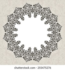 Round floral luxury style border on seamless background. Vector illustration