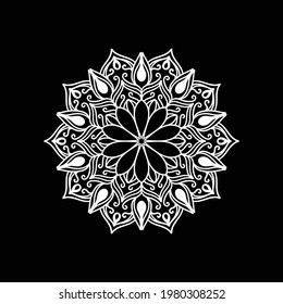 Round floral mandala for tattoos, henna. Vintage decorative element. Oriental pattern. Vector Indian design, pattern and stamp.
