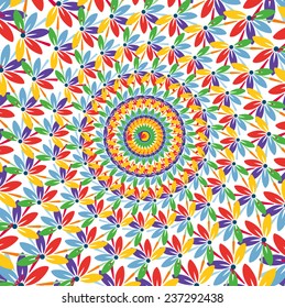 Round floral ornament background in vector