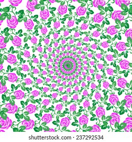 Round floral ornament background in vector