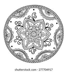 Round floral ornament. Ethnic mandala. Vector art