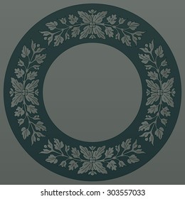 Round floral ornament, inlay pattern. Vector file