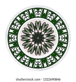 Round Floral Ornament Mandala. Vector Illustration.. For Home Decor, Interior Design, Coloring Book, Greeting Card, Invitation, Tattoo. Anti-Stress Therapy Pattern.