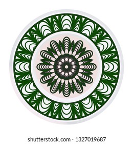 Round Floral Ornament Mandala. Vector Illustration.. For Home Decor, Interior Design, Coloring Book, Greeting Card, Invitation, Tattoo. Anti-Stress Therapy Pattern.