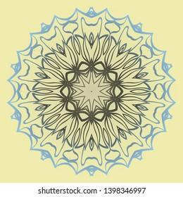 Round Floral Ornament Mandala. Vector Illustration.. For Home Decor, Interior Design, Coloring Book, Greeting Card, Invitation, Tattoo. Anti-Stress Therapy Pattern.