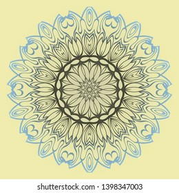 Round Floral Ornament Mandala. Vector Illustration.. For Home Decor, Interior Design, Coloring Book, Greeting Card, Invitation, Tattoo. Anti-Stress Therapy Pattern.