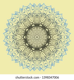 Round Floral Ornament Mandala. Vector Illustration.. For Home Decor, Interior Design, Coloring Book, Greeting Card, Invitation, Tattoo. Anti-Stress Therapy Pattern.